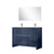 Lexora Lafarre 48 inch W x 20 in D Navy Blue Double Sink Vanity Cabinet, Cultured Marble Top, Brushed Nickel Faucet Set and 43 in Mirror - LVLF48DNB312