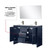 Lexora Lafarre 48 inch W x 20 in D Navy Blue Double Sink Vanity Cabinet, Cultured Marble Top, Gun Metal Faucet Set and 43 in Mirror - LVLF48DNB313