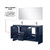 Lexora Lafarre 60 inch W x 20 in D Navy Blue Double Sink Vanity Cabinet, White Quartz Top, Chrome Faucet Set and 55 in Mirror - LVLF60DNB211