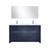 Lexora Lafarre 60 inch W x 20 in D Navy Blue Double Sink Vanity Cabinet, White Quartz Top, Gun Metal Faucet Set and 55 in Mirror - LVLF60DNB213