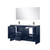 Lexora Lafarre 60 inch W x 20 in D Navy Blue Double Sink Vanity Cabinet, White Quartz Top, Gun Metal Faucet Set and 55 in Mirror - LVLF60DNB213