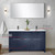 Lexora Lafarre 60 inch W x 20 in D Navy Blue Double Sink Vanity Cabinet, White Quartz Top, Gun Metal Faucet Set and 55 in Mirror - LVLF60DNB213