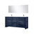Lexora Lafarre 72 inch W x 20 in D Navy Blue Double Sink Vanity Cabinet, White Quartz Top, Chrome Faucet Set and 70 in Mirror - LVLF72DNB211