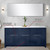 Lexora Lafarre 72 inch W x 20 in D Navy Blue Double Sink Vanity Cabinet, White Quartz Top, Brushed Nickel Faucet Set and 70 in Mirror - LVLF72DNB212