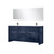 Lexora Lafarre 72 inch W x 20 in D Navy Blue Double Sink Vanity Cabinet, White Quartz Top, Gun Metal Faucet Set and 70 in Mirror - LVLF72DNB213