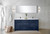 Lexora Lafarre 72 inch W x 20 in D Navy Blue Double Sink Vanity Cabinet, White Quartz Top, Gun Metal Faucet Set and 70 in Mirror - LVLF72DNB213