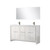 Lexora Lafarre 60 inch W x 20 in D White Double Sink Vanity Cabinet, Cultured Marble Top, Gun Metal Faucet Set and 55 in Mirror - LVLF60DW313
