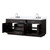 Lexora Abbey 84 inch W Black Oak Double Sink Vanity Cabinet, White Quartz Top, and Faucet Set - LVA84DJ201