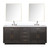 Lexora Abbey 80 inch W Brown Oak Double Sink Vanity Cabinet, White Quartz Top, Faucet Set, and 36 in Mirrors - LVA80DK211