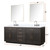 Lexora Abbey 80 inch W Brown Oak Double Sink Vanity Cabinet, White Quartz Top, Faucet Set, and 36 in Mirrors - LVA80DK211