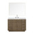 Lexora Abbey 48 inch W Grey Oak Vanity Cabinet, White Quartz Top, Faucet Set, and 46 in Mirror - LVA48SR211