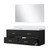 Lexora Castor 48 inch W Black Single Bath Wall Hung Vanity Cabinet White Quartz Countertop and 43 in Mirror - LVC48SL210