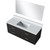 Lexora Castor 48 inch W Black Single Bath Wall Hung Vanity Cabinet White Quartz Countertop and 43 in Mirror - LVC48SL210