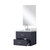 Lexora Castor 24 inch W x 18 in D Blue Single Bath Wall Hung Vanity Cabinet Acrylic Countertop, 18 in Mirror and Faucet Set - LVC24SE511