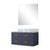 Lexora Castor 36 inch W Blue Single Bath Wall Hung Vanity Cabinet Carrara Marble Countertop and 34 in Mirror - LVC36SE110