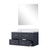 Lexora Castor 36 inch W Blue Single Bath Wall Hung Vanity Cabinet White Quartz Countertop and 34 in Mirror - LVC36SE210