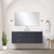 Lexora Castor 48 inch W Blue Single Bath Wall Hung Vanity Cabinet and White Quartz Top - LVC48SE200