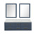 Lexora Castor 60 inch W Blue Double Sink Wall Hung Vanity Cabinet, Cultured Marble Top, and 28 in Mirrors - LVC60DE310