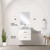 Lexora Castor 20 inch W x 18 in D White Single Bath Wall Hung Vanity Cabinet Acrylic Countertop, 18 in Mirror and Faucet Set - LVC20SA511