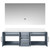 Lexora Geneva 60 in. W Dark Grey Wall Mount Double Sink Vanity Cabinet, White Quartz Top, and 60 in. LED Mirror - LVG60DB210