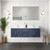 Lexora Geneva 60 in. W Navy Blue Wall Mount Double Sink Vanity Cabinet, White Quartz Top, and 60 in. LED Mirror - LVG60DE210