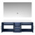 Lexora Geneva 60 in. W Navy Blue Wall Mount Double Sink Vanity Cabinet, Cultured Marble Top, and 60 in. LED Mirror - LVG60DE310