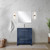 Lexora Lafarre 30 inch W x 20 in D Navy Blue Bath Vanity Cabinet, White Quartz Top and Gun Metal Faucet Set - LVLF30SNB203