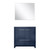 Lexora Lafarre 36 inch W x 20 in D Navy Blue Bath Vanity Cabinet, White Quartz Top and 28 in Mirror - LVLF36SNB210