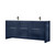 Lexora Lafarre 80 inch W x 20 in D Navy Blue Double Sink Vanity Cabinet, White Quartz Top and Gun Metal Faucet Set - LVLF80DNB203