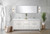 Lexora Lafarre 80 inch W x 20 in D White Double Sink Vanity Cabinet, Cultured Marble Top and Brushed Nickel Faucet Set - LVLF80DW302
