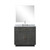 Lexora Abbey 36 inch W Black Oak Vanity Cabinet Carrara Marble Countertop, 34 in Mirror and Faucet Set - LVA36SJ111