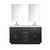 Lexora Abbey 60 inch W Black Oak Double Sink Vanity Cabinet, White Quartz Top, Faucet Set, and 28 in Mirrors - LVA60DJ211