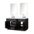 Lexora Abbey 60 inch W Black Oak Double Sink Vanity Cabinet, White Quartz Top, Faucet Set, and 28 in Mirrors - LVA60DJ211