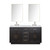 Lexora Abbey 60 inch W Black Oak Double Sink Vanity Cabinet, Cultured Marble Top, Faucet Set, and 28 in Mirrors - LVA60DJ311