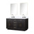 Lexora Abbey 60 inch W Black Oak Double Sink Vanity Cabinet, Cultured Marble Top, Faucet Set, and 28 in Mirrors - LVA60DJ311