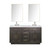 Lexora Abbey 60 inch W Brown Oak Double Sink Vanity Cabinet, Cultured Marble Top, Faucet Set, and 28 in Mirrors - LVA60DK311