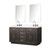 Lexora Abbey 60 inch W Brown Oak Double Sink Vanity Cabinet, Cultured Marble Top, Faucet Set, and 28 in Mirrors - LVA60DK311