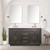 Lexora Abbey 60 inch W Brown Oak Double Sink Vanity Cabinet, Cultured Marble Top, Faucet Set, and 28 in Mirrors - LVA60DK311