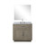 Lexora Abbey 36 inch W Grey Oak Vanity Cabinet Carrara Marble Countertop, 34 in Mirror and Faucet Set - LVA36SR111