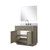 Lexora Abbey 36 inch W Grey Oak Vanity Cabinet Carrara Marble Countertop, 34 in Mirror and Faucet Set - LVA36SR111