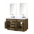 Lexora Abbey 60 inch W Grey Oak Double Sink Vanity Cabinet, White Quartz Top, Faucet Set, and 28 in Mirrors - LVA60DR211