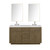 Lexora Abbey 60 inch W Grey Oak Double Sink Vanity Cabinet, Cultured Marble Top, Faucet Set, and 28 in Mirrors - LVA60DR311