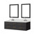 Lexora Castor 60 inch W Black Double Sink Wall Hung Vanity Cabinet, White Quartz Top, Faucet Set, and 28 in Mirrors - LVC60DL211