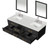 Lexora Castor 72 inch W Black Double Sink Wall Hung Vanity Cabinet, White Quartz Top, Faucet Set, and 34 in Mirrors - LVC72DL211