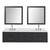 Lexora Castor 80 inch W Black Double Sink Wall Hung Vanity Cabinet, White Quartz Top, Faucet Set, and 36 in Mirrors - LVC80DL211
