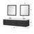 Lexora Castor 84 inch W Black Double Sink Wall Hung Vanity Cabinet, Cultured Marble Top, Faucet Set, and 36 in Mirrors - LVC84DL311