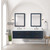 Lexora Castor 72 inch W Blue Double Sink Wall Hung Vanity Cabinet, White Quartz Top, Faucet Set, and 34 in Mirrors - LVC72DE211