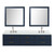 Lexora Castor 80 inch W Blue Double Sink Wall Hung Vanity Cabinet, White Quartz Top, Faucet Set, and 36 in Mirrors - LVC80DE211