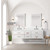 Lexora Castor 72 inch W White Double Sink Wall Hung Vanity Cabinet, Cultured Marble Top, Faucet Set, and 34 in Mirrors - LVC72DA311