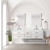 Lexora Castor 72 inch W White Double Sink Wall Hung Vanity Cabinet, Cultured Marble Top, Faucet Set, and 34 in Mirrors - LVC72DA311